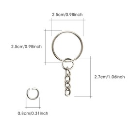KUUQA 60 Pieces Keyring Blanks Split Metal Key Rings with Link Chain and Open Jump Rings for Keys，Crafts DIY