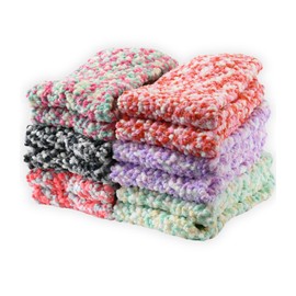 Tipi Toe Women's 6-Pairs Cozy Microfiber Anti-Skid Soft Fuzzy Light Pastel Colored Slub-Yarn Patterned Crew Socks (9-11, Space Dye Bubbles), FZ20-T1