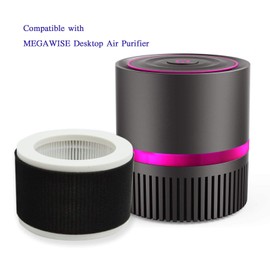 PUREBURG 2-Pack Replacement 3-Stage 3-in-1 HEPA Filters Compatible with MEGAWISE Desktop Air Purifier EPI810