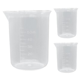 LifCratms 3 Pcs Transparent Lab Measuring Cup, 50ml/1.7oz Plastic Graduated Beaker, for Science Experiment, Liquid Measuring