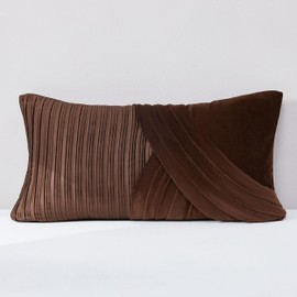 Lush Decor x Chuks Collins Shitake Decorative Pillow Cover Single 12" W x 22" L Brown - Pleated 12x22 Pillow Cover - Luxury Throw Pillows for Bed, Couch or Chair
