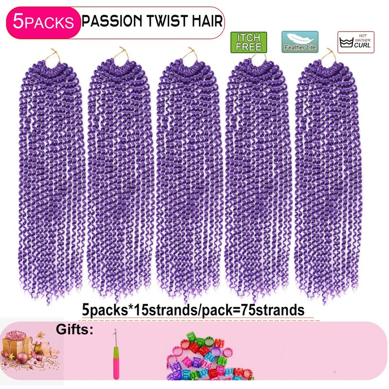 Purple Passion Twist Hair 24 Inch 5 Packs Water Wave