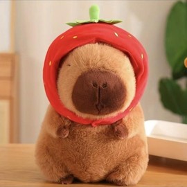 Strawberry Capybara Plush Toy, Summer Gifts, Cute Capybara Anime Fluffy Toy, Creative Birthday and Holiday Gift Options, Room Decor, Thanksgiving, Chrismats Gift Set - Color: 33cm/12.99inch