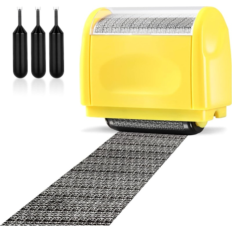Address Blocker Stamp,Lindastas Wide Roller Stamp,Including 3-Pack Refills Confidential Roller