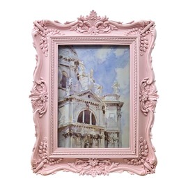Marco de Fotos Vintage de 5 x 7 Pulgadas, Marco de Fotos Antiguo Rosa Ornamentado para Colgar en la Pared o Mostrar en Mesa, Decoración Retro para el Hogar, Arte para Galería de Fotos