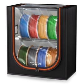 YOOPAI 3D Printer Filament Storage Box with Desiccants - 2 Tiers Metal Filament Storage Rack with Cloth Cover,Holds Up to 12 Rolls of Filaments - 3D Filament Holder for Home, Office Workshop, Studio