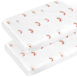 Pack n Play Sheets 2 Pack (27"x 39"x 5") for Dream On Me Play Yard Rainbow Mini Crib Sheets for Baby Girls Boys, Portable Playard Sheet, Ultra Soft Microfiber Pack n Play Mattress Sheet