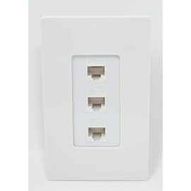 RiteAV Decorative 1 Gang 3 Port Cat6 Wall Plate - White/White Screwless