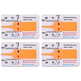 Dacitiery 4 Pieces Tyre Tread Depth Gauge, Plastic Tyre Tread Depth Gauge for Tyres, 0-20 mm Profile Depth Gauge Tread Depth Gauge Motorcycle Vehicle Car