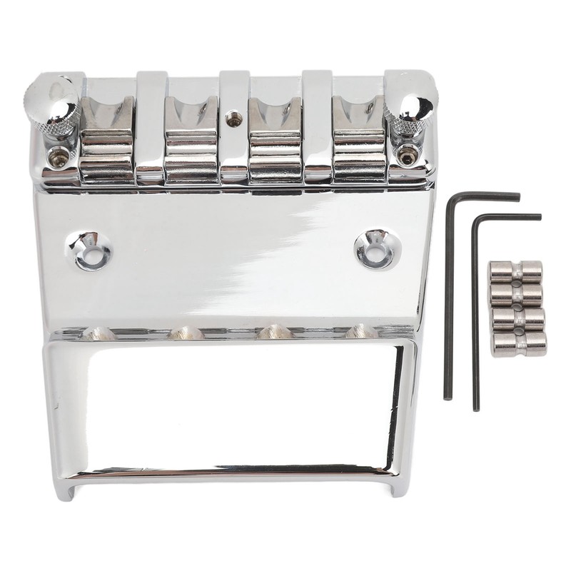 Electric Bass Bridge Replacement 4 Strings Height Adjustable Zinc Alloy