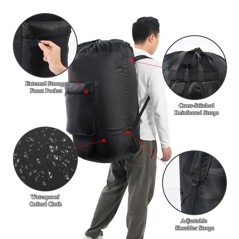 OTraki Laundry Bag Backpack, Large Travel Laundry Bags with Adjustable
