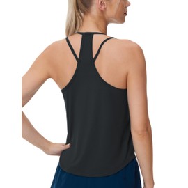 THE GYM PEOPLE Womens Racerback Workout Tank Tops Lightweight Stretchy Sleeveless Running Athletic Yoga Tee Shirts Black