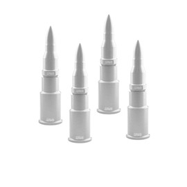 TRUE SPIKE 4 pc White Bullet Tire Air Valve Stem CAPS Cover in Heavy Gauge CNC Machined Billet Aluminum Short Compatible with Ford Dodge Ram Toyota Nissan Chevy GMC Jeep Isuzu Kia Trucks and SUV