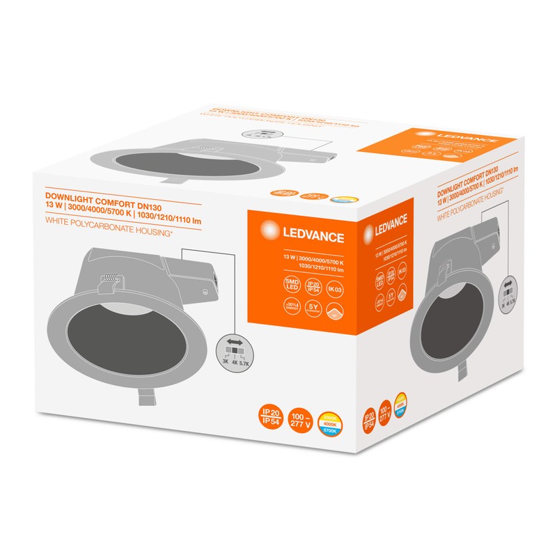 Ledvance 13W Aluminium Downlight - White