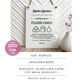 6x8 Inch Cute Emoji Septic System Bathroom Sign ~ Ready to Hang ~ Premium Finish, Durable (1)