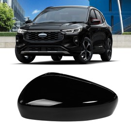 Compatible with Ford Escape SE/SEL Left Driver Side Mirror Cap Cover 2020 2021 2022 2023 2024, Glossy Black Side Door Rearview Mirror Cover Replacement WITHOUT turn signal light