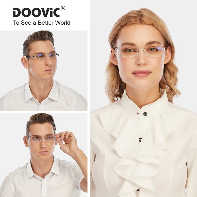 DOOViC 5 Pack Rimless One-Piece Design Reading Glasses Blue Light