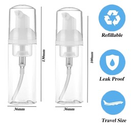 Lyfengdeam 4PCS 1oz Travel Foam Pump Bottle, Empty Plastic Foam Dispenser, Mini Size Travel Foaming Pump Bottle for Hand Soap Lash Cleanser Shampoo(30 Ml and 60ml)