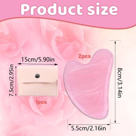 Gua Sha, Guasha Tool Face, 2PCS Natural Resin Heart Shape Pink Gua Sha Tool with Button Bag, Facial Massage, Jawline Sculpting, Puffiness Reducing, Body Relaxation, Skincare Gift