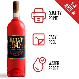 50th Birthday Wine Labels - Wine Bottle Stickers Birthday Supplies for 50 Years Old Happy Birthday Party - Gift Idea for Birthday Anniversary - 50th Birthday Party Decorations [Set of 6]