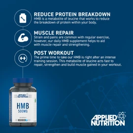 Applied Nutrition HMB Supplement - HMB 500mg Capsules, Metabolite of Leucine, for Muscle Growth & Repair (120 Capsules - 60 Servings)