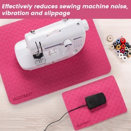 BUXFMHT Sewing Mat Set, Sew Machine Muffling Mat, Reduce Sews & Pedal Vibrations, Movement and Slipping, Sewings Machine and Sergers Accessory (2-Piece Set) (Rose Red)