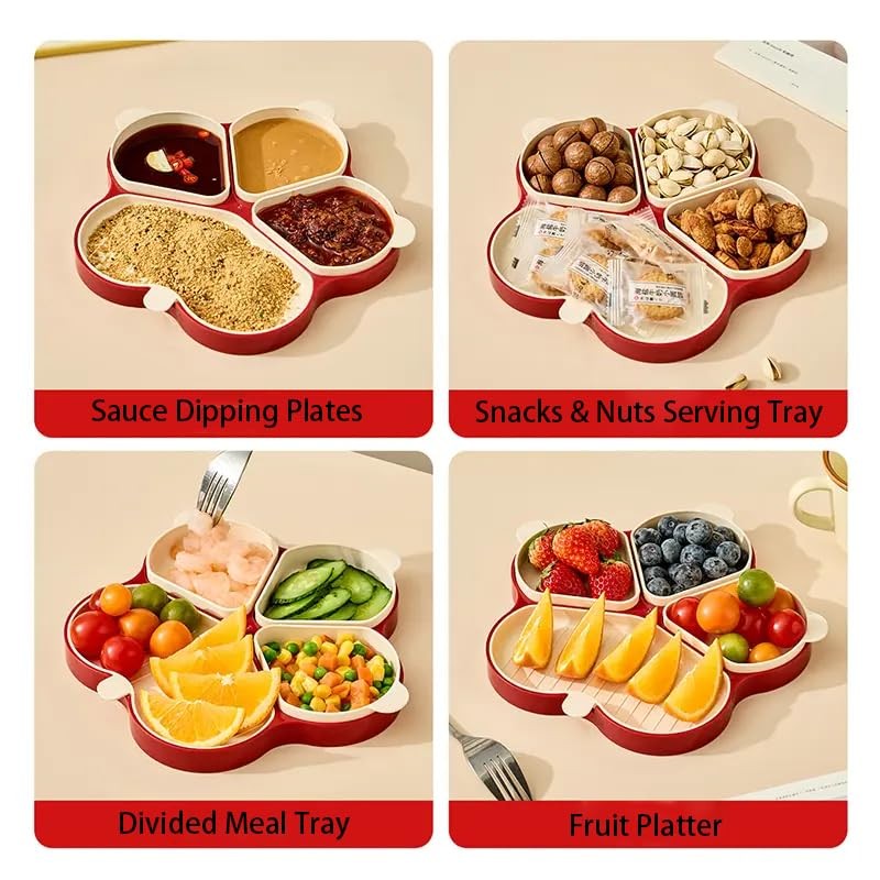 Multi-Purpose Serving Trays, Detachable 4 Compartment Platter, Reusable Snack Tray