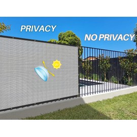 Coarbor 6' x 83' Fence Privacy Screen Heavy Duty Windscreen Fencing Mesh Shade Net Cover with Reinforced Bindings & Rustproof Grommets for Outdoor Patio, Balcony, Pool Deck, Light Gray