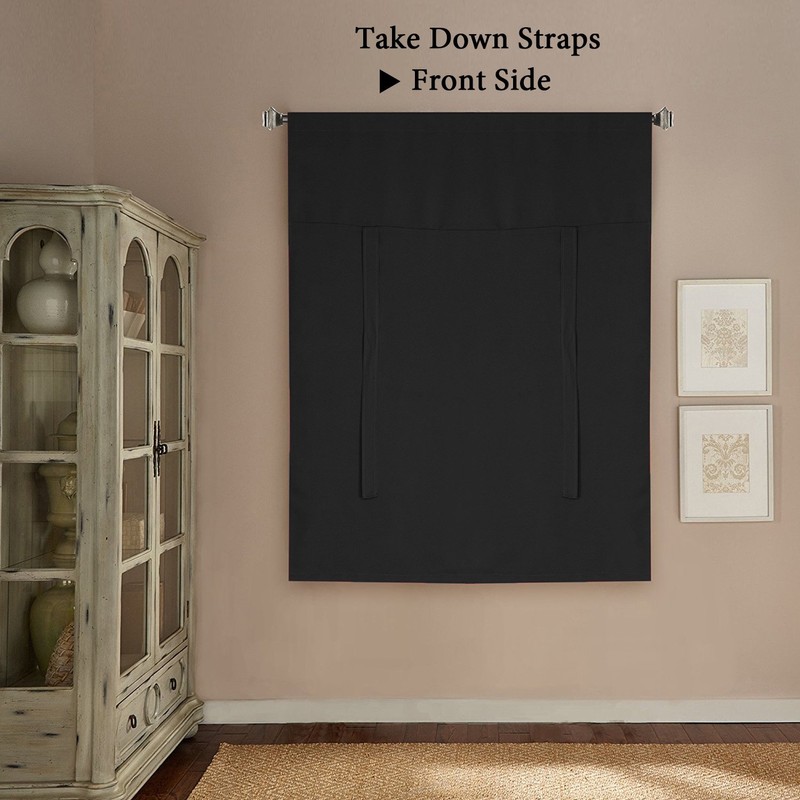 H.VERSAILTEX Thermal Insulated Blackout Curtain in Solid Black Tie Up