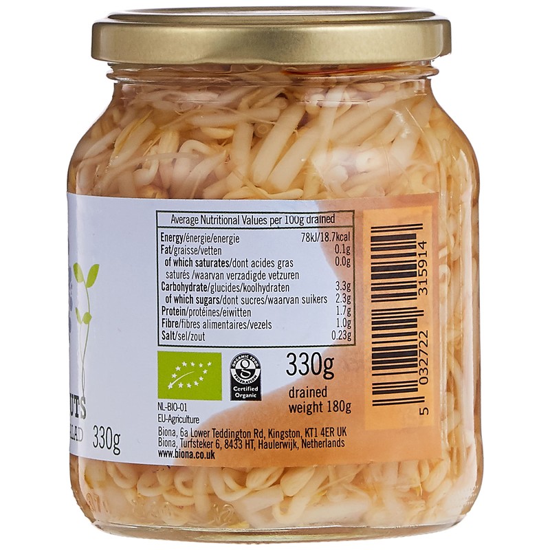 Biona Organic Bean Sprouts - in Glass Jar 330g