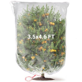 Sukh Bird Netting for Garden - 3.5 x 4.6 FT Garden Netting Pest Barrier Mesh Bags Drawstring Plant Covers Protection Fruit Tomato Strawberry Blueberry Bush from Chicken,Insect,Poultry,Cicadas,Deer