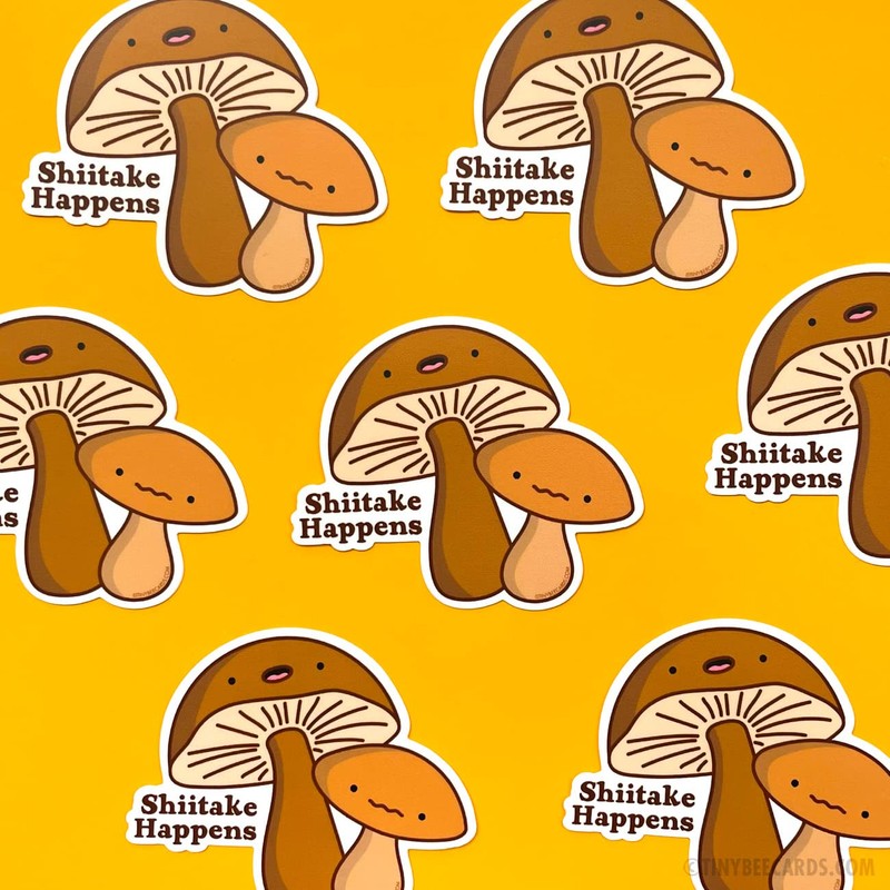 Mushroom Vinyl Sticker - Shiitake Happens