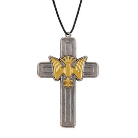 Silver Tone Dove Necklace Confirmation Gift for Teenage Girls, Holy Spirit Pendant 2 Inches, Cord 20 Inches