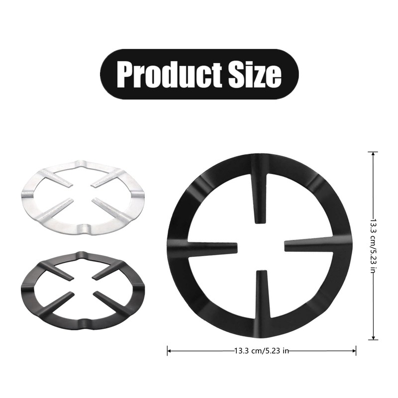 2 Pcs Gas Ring Reducers, Silver, Black