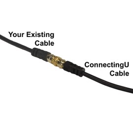 ConnectingU 50cm Black Satellite Coaxial Cable Kit (Virgin Media & Sky Compatible) - Male to Male Cable with F-Type Connectors Bundled with an F-Type Female to Female Coupler.