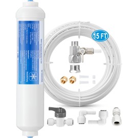 Inline Water Filter Kit for Ice Maker and Refrigerator,Include Feed Water Valve,1/4" Water Line and Quick Connect Fittings,Ideal for Ice Maker,Refrigerator,RO(Reverse Osmosis) System