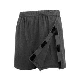 Deyeek Tear Away Shorts Breakaway 2 Side Snaps Cotton Athletic Shorts Adaptive Clothing for Men Post Vasectomy Underwear Grey