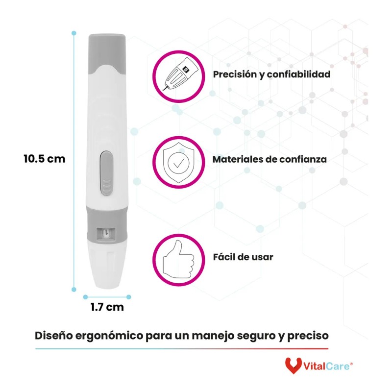 Kit Glucómetro 310 Vitalcare Con 50 Tiras + 100 Lancetas