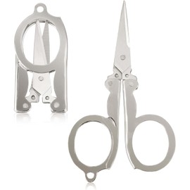 2 Pieces Foldable Scissors, Mini Scissors Portable Travel Scissors Stainless Steel Small Scissors Mini Travel Scissors Small Folding Scissors Portable Keychain Folding Scissors for Travel Home Office