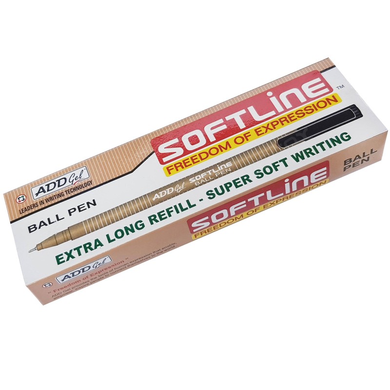 SoftLine Ballpoint Pens, BLACK, Fine Point (0.7mm), Pack of 10,