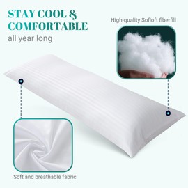 Cosybay White Full Body Pillow Insert - Fluffy Long Bed Pillow for Adults - Firm Large Body Pillow for Side and Back Sleepers - 20x54 Inch(White)