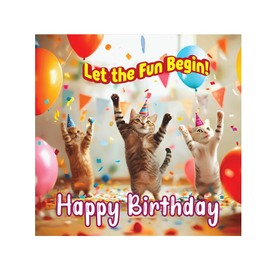 Papa Prints Cat Birthday Card for Her or Him (145 x 150 mm) Birthday Greeting Cards from Kids Happy Birthday Card for Her from Daughter Son Teenager with Envelope