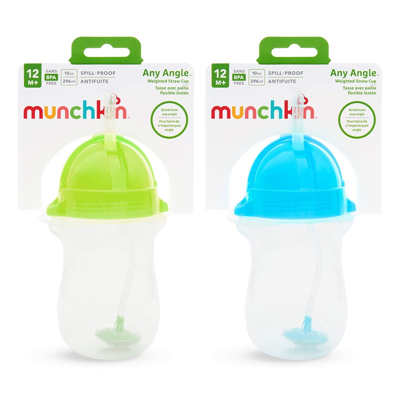 Munchkin Any Angle Weighted Toddler Straw Cups with Click Lock