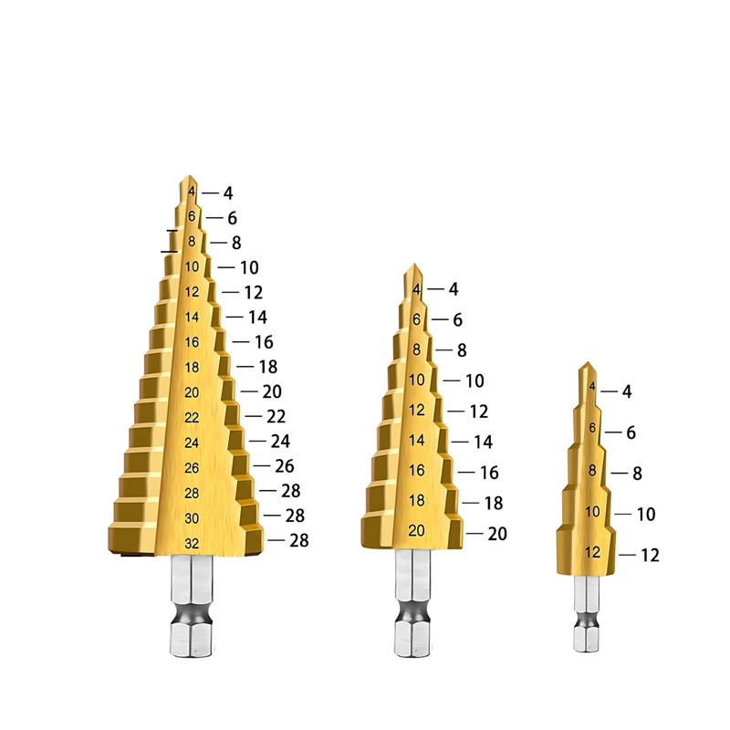 AMSAMOTION HSS Step Drill, 3-Piece Step Drill Set, Peeling Drill