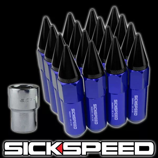 SICKSPEED 15 BLUE/BLACK SPIKED 60MM ALUMINUM LOCKING LUG NUTS POLARIS