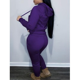 Nimsruc Two Piece Outfits for Women Casual Sweatsuits Set Long Sleeve Hoodie Tracksuit Matching Jogger Pants Sets Purple M