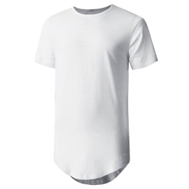Hat and Beyond Mens Hipster Curve Hem Droptail Tee Premium Longline T Shirts (3X-Large, 1hc01_White)