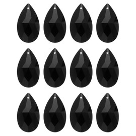 sourcing map 12Pcs Teardrop Crystal Beads, 38mm Faceted Chandelier Hanging Pendants Beads, Chandelier Prisms Parts for Home Hanging Decoration, Black
