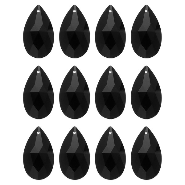 sourcing map 12Pcs Teardrop Crystal Beads, 38mm Faceted Chandelier Hanging