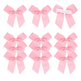 MECCANIXITY 12Pcs Premade Mini Grosgrain Ribbon Bow 2" Self Adhesive Tape Satin Ribbon Bows for DIY Craft Gift Wrapping Wedding Birthday Party Decorations Dark Pink